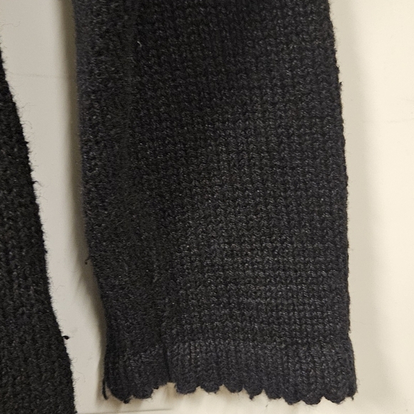 Gold Silver Sequin Bow Embroidery knit ramie cotton black sweater size M - Picture 8 of 14